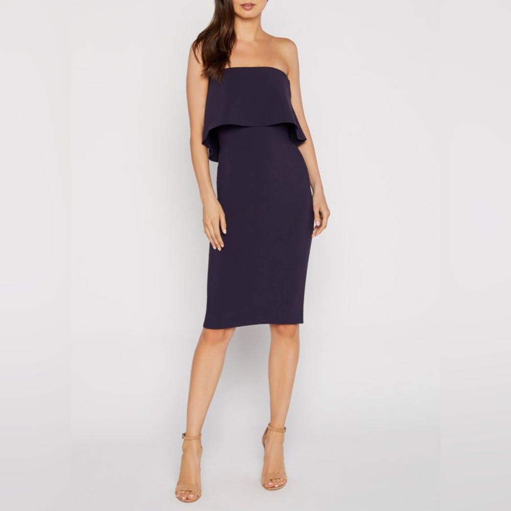 New LIKELY Driggs Midi Dress Navy Strapless Sz 8